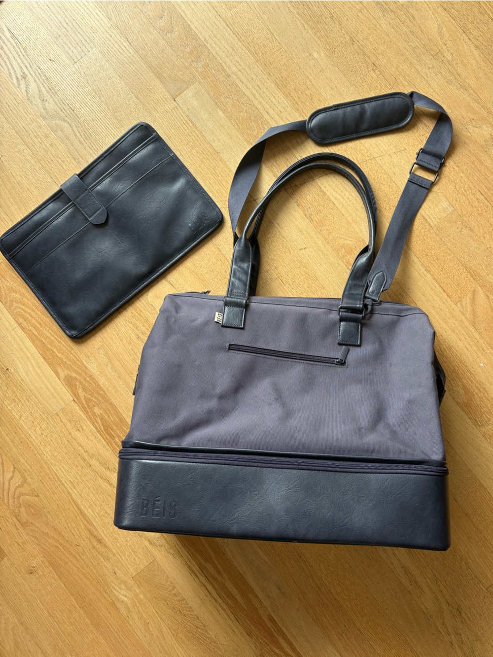 BEIS Gray and Black Laptop Weekender Bag